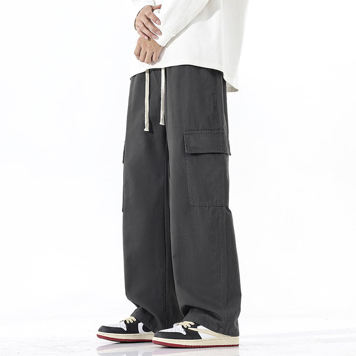 Men's Super Wide Utility Cargo Pants in Low Rise Baggy Cut with Drawstring Mune Fashion