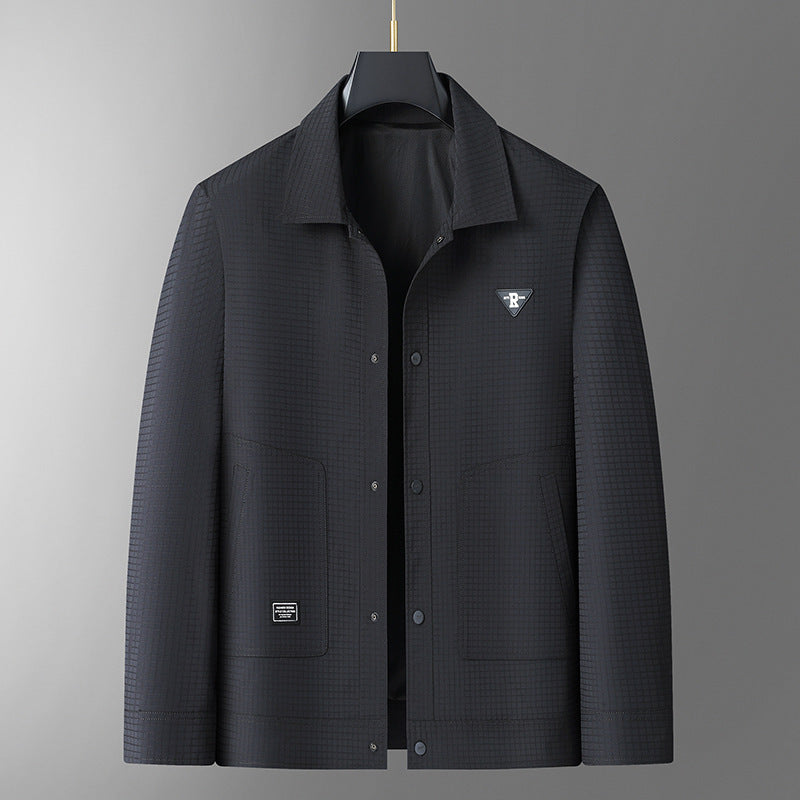 Men's lightweight technical coach jacket with ripstop structure, snap buttons, and patch pockets Mune Fashion
