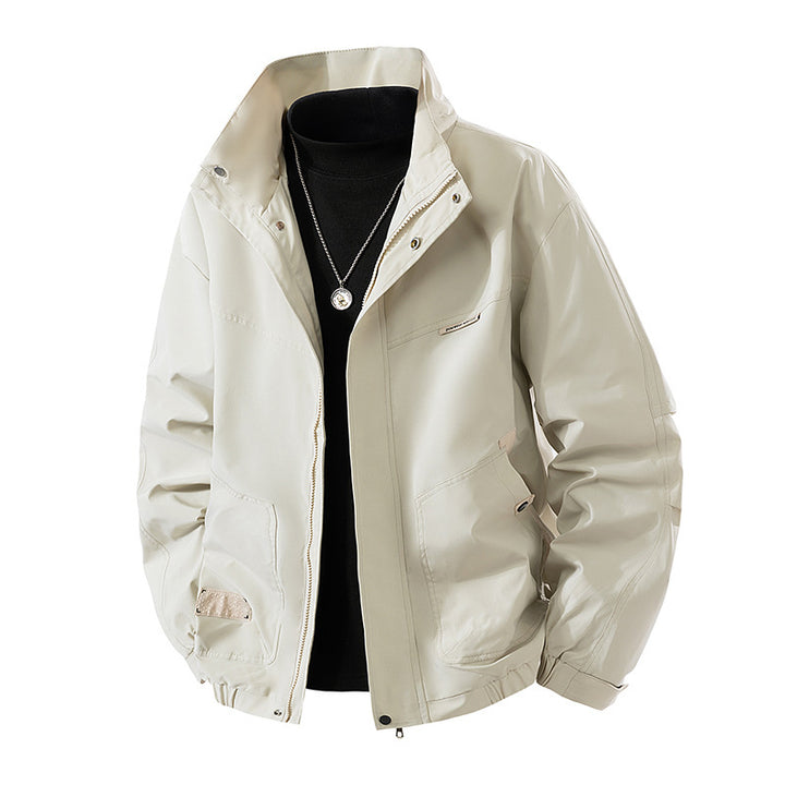 Men's Lightweight Technical Leisure Jacket with Stand-Up Collar, Concealed Zipper and Elastic Hem Mune Fashion