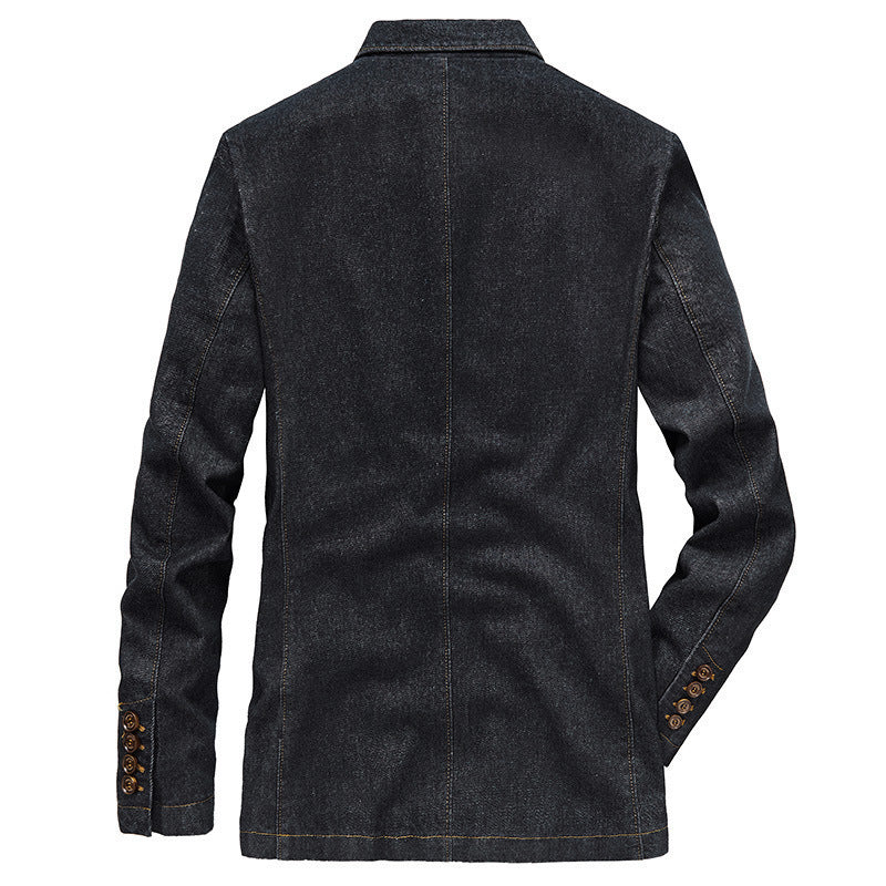 Men's denim blazer in casual look with patch pockets and contrast stitching Mune Fashion