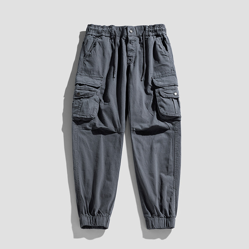 Men's Utility Cargo Jogger with Elastic Waistband, Drawstring and Multiple Pockets Drune