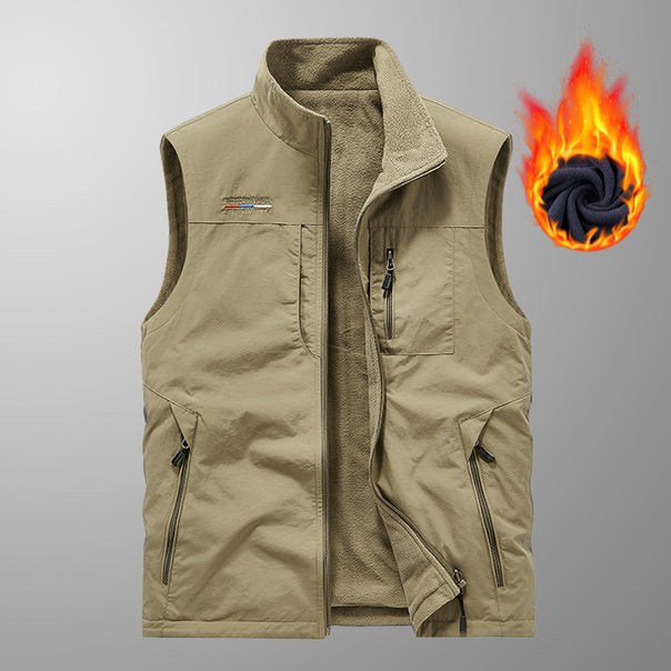 Men's padded thermal vest with fleece lining, windproof exterior and multiple zippered pockets Mune Fashion