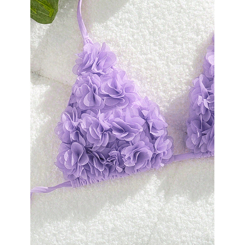 Women's Triangle Bikini Top with Floral Appliqués Mune Fashion