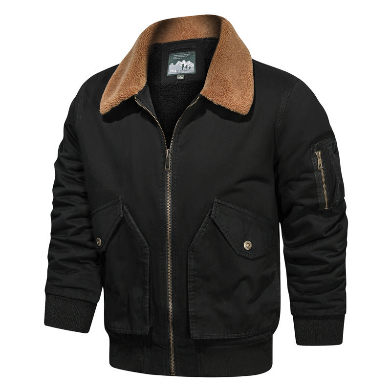 Men's pilot blouson in canvas utility style with sherpa collar and sleeve pocket Mune Fashion