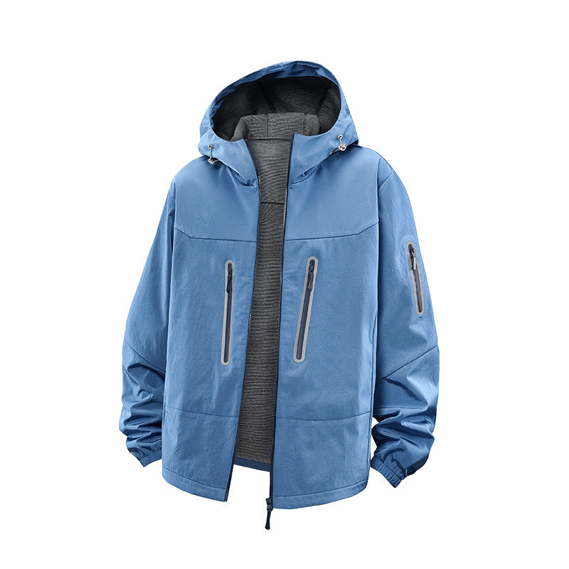 Men's Technical Softshell Outdoor Jacket with Hood, Sealed Zippers and Sporty Regular Fit Mune Fashion