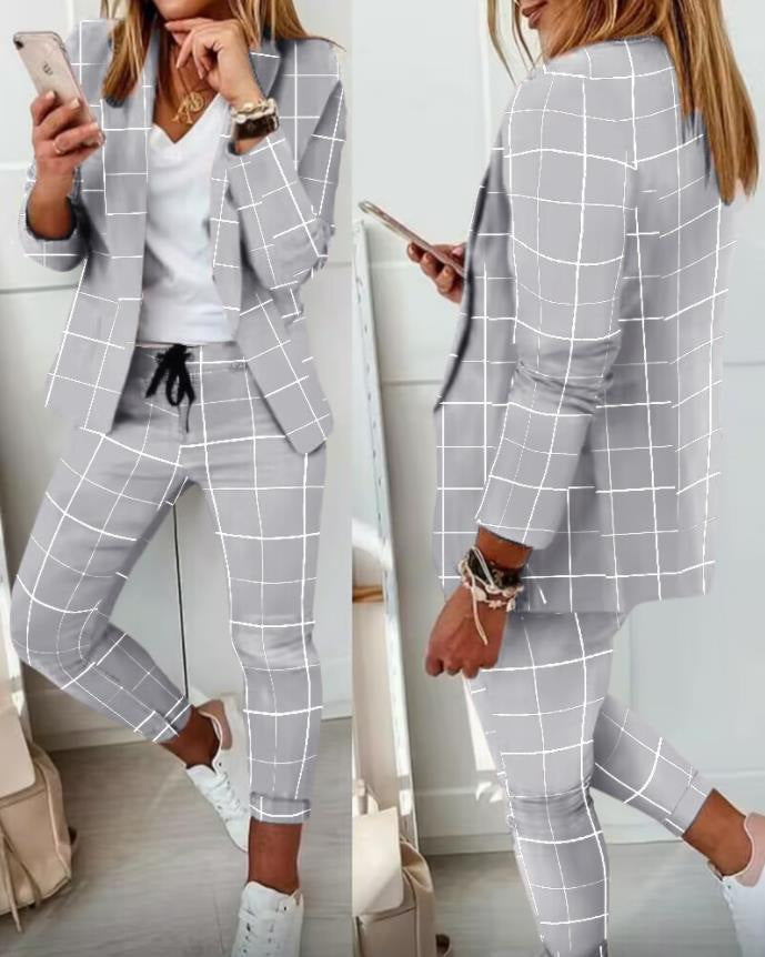 Women's Checked Slim-Fit Jogging Pants with Drawstring and Ankle-Length Cut Mune Fashion