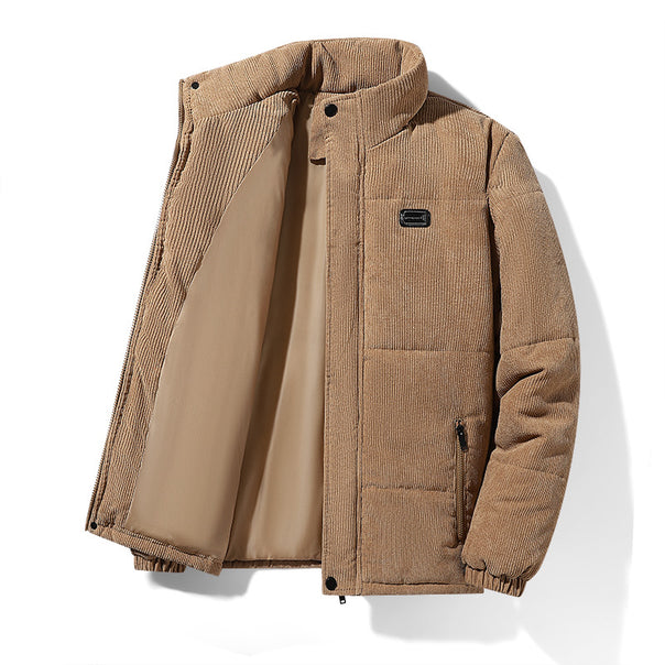 Men's padded cord jacket with high stand-up collar, padded insulation and zippered pockets Mune Fashion