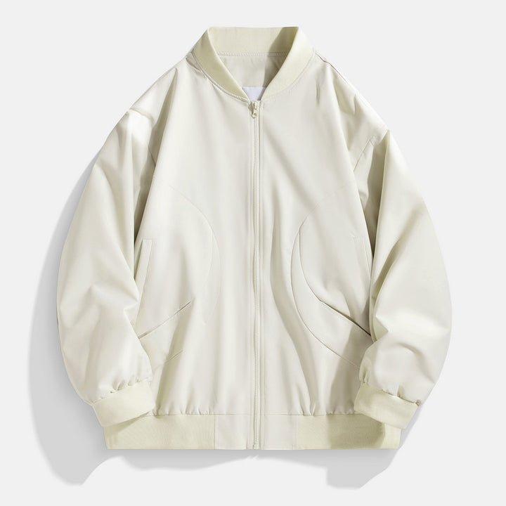 Men's Lightweight Bomber Jacket with Water-Repellent Microfiber, Ribbed Collar and Concealed Two-Way Zipper Mune Fashion