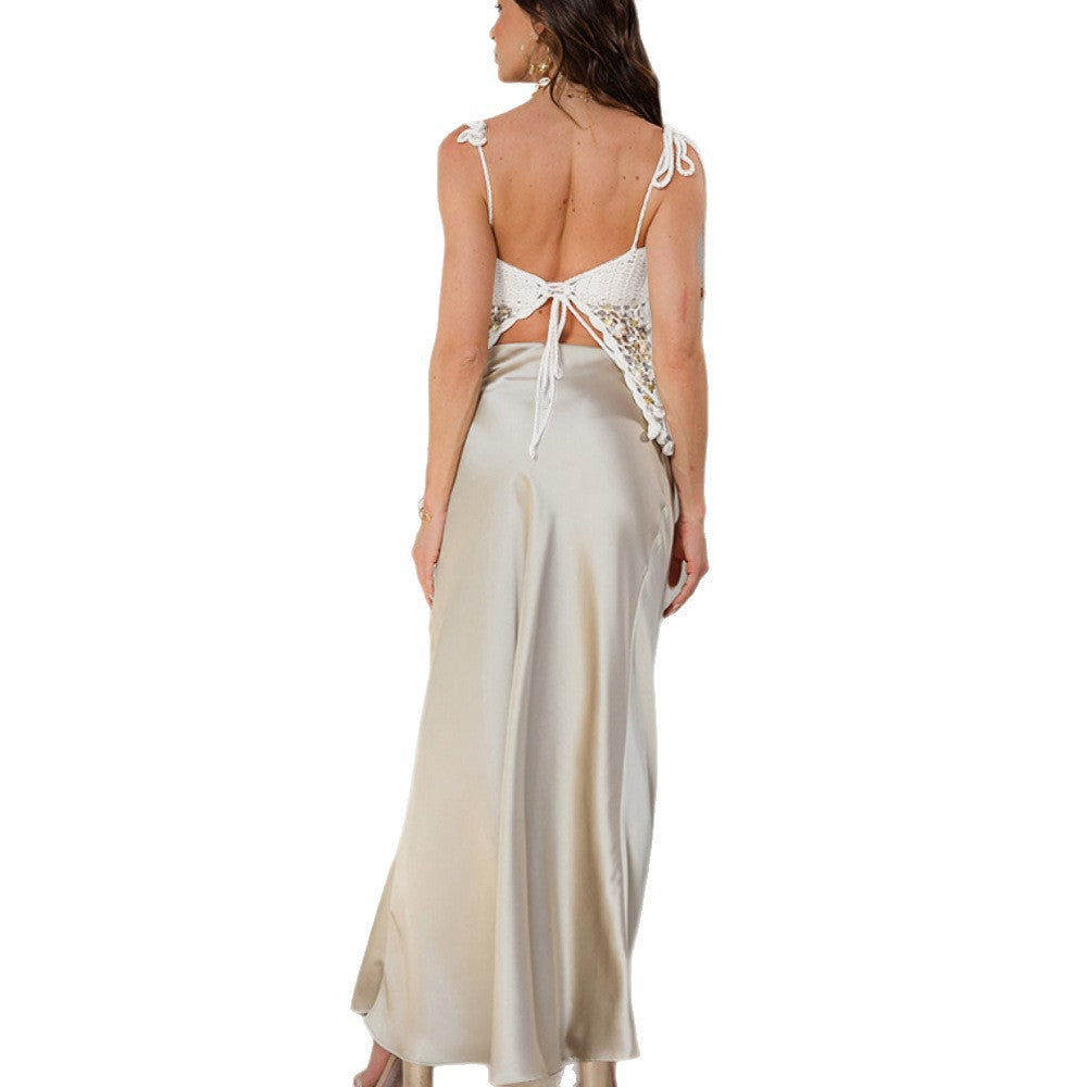 Ladies crocheted top with shimmering embellishments Mune Fashion