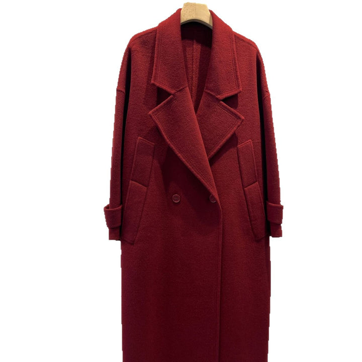 Women's Plus Size Wool Blend Double-Breasted Coat Mune Fashion