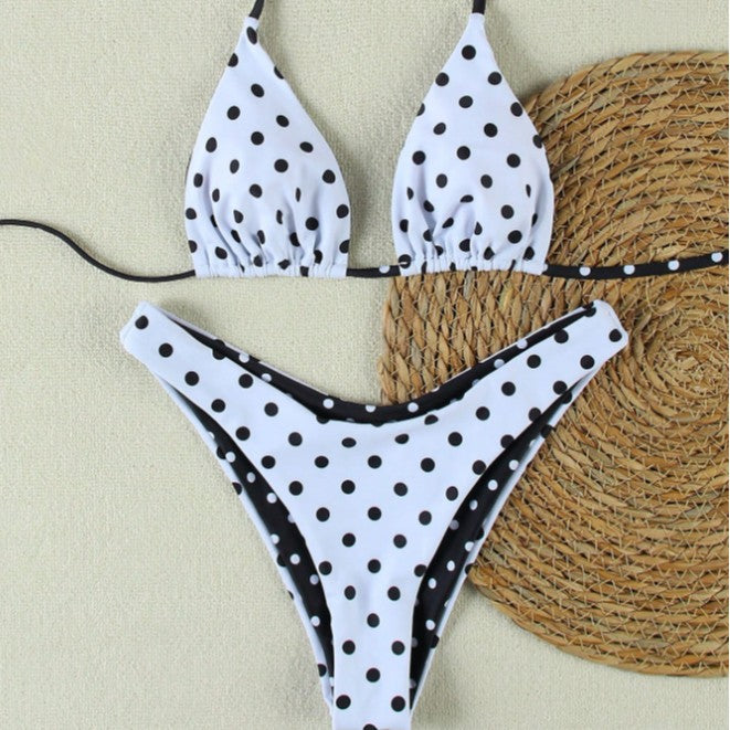 Women's triangle bikini set with fashionable polka dot design Mune Fashion