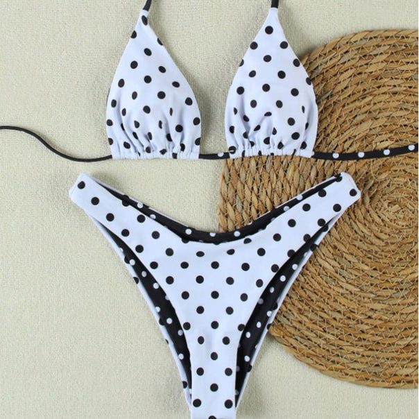 Women's triangle bikini set with fashionable polka dot design Mune Fashion