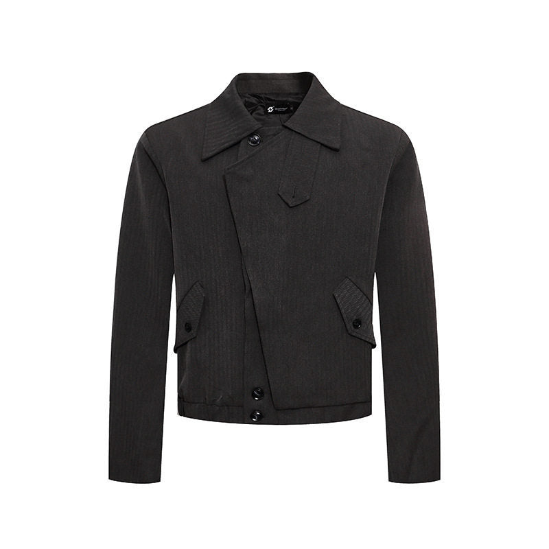 Men's short asymmetric twill blouson with concealed button placket Mune Fashion