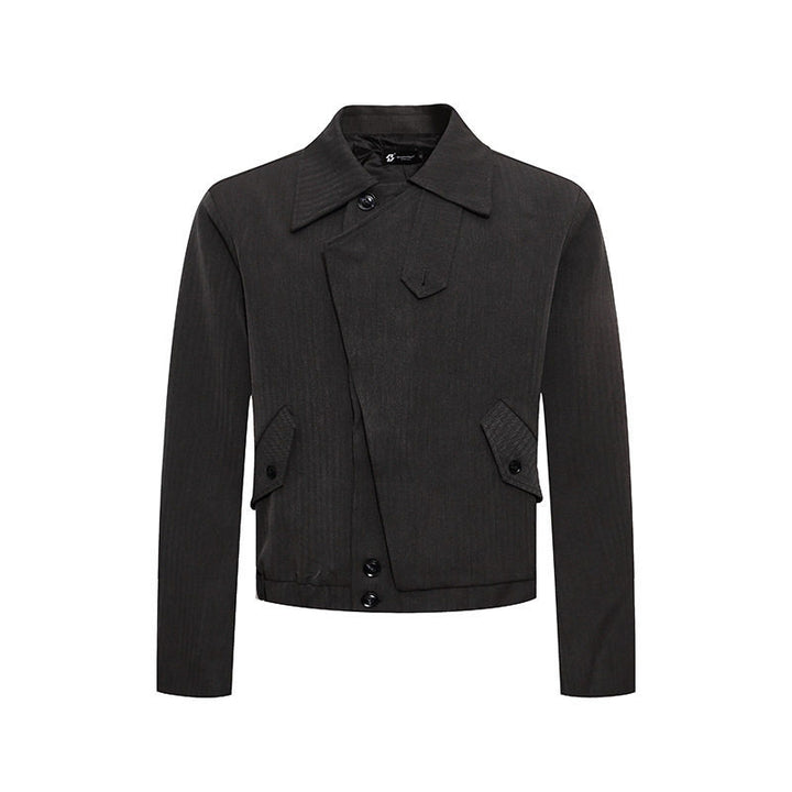 Men's short asymmetric twill blouson with concealed button placket Mune Fashion
