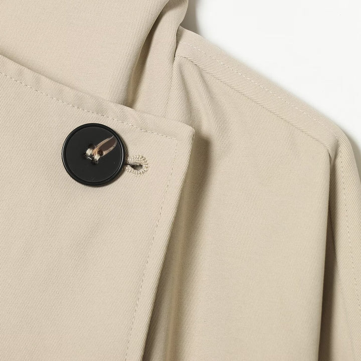 Women's Wide-Cut Trench Coat with Funnel Collar, Asymmetrical Button Placket, and Tied Belt Mune Fashion