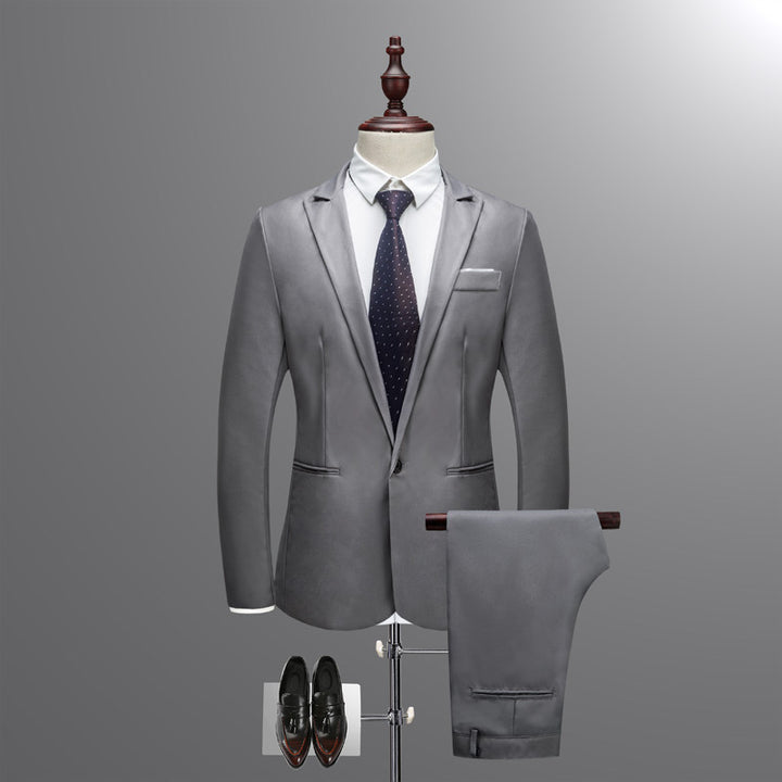 Men's slim two-piece suit set made of fine wool blend with narrow lapel Mune Fashion