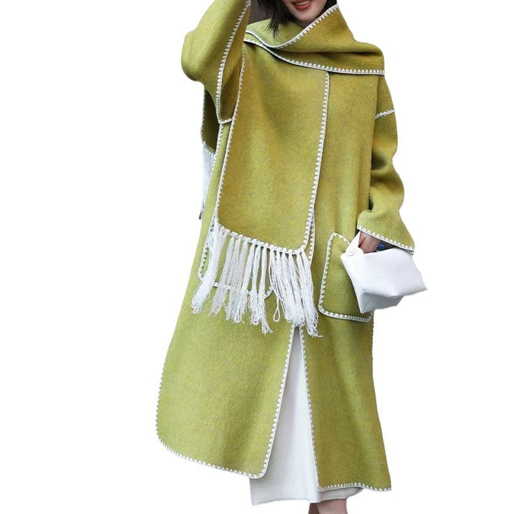 Women Elegant and Stylish Long Wool Coat Mune Fashion