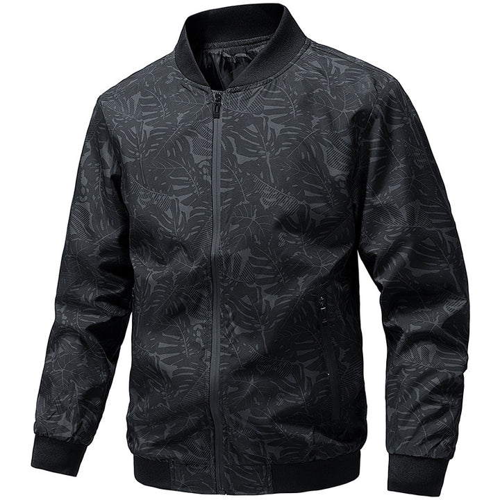 Men's Lightweight Printed Bomber Jacket with Full Zip, Ribbed Collar & Zip Pockets Mune Fashion