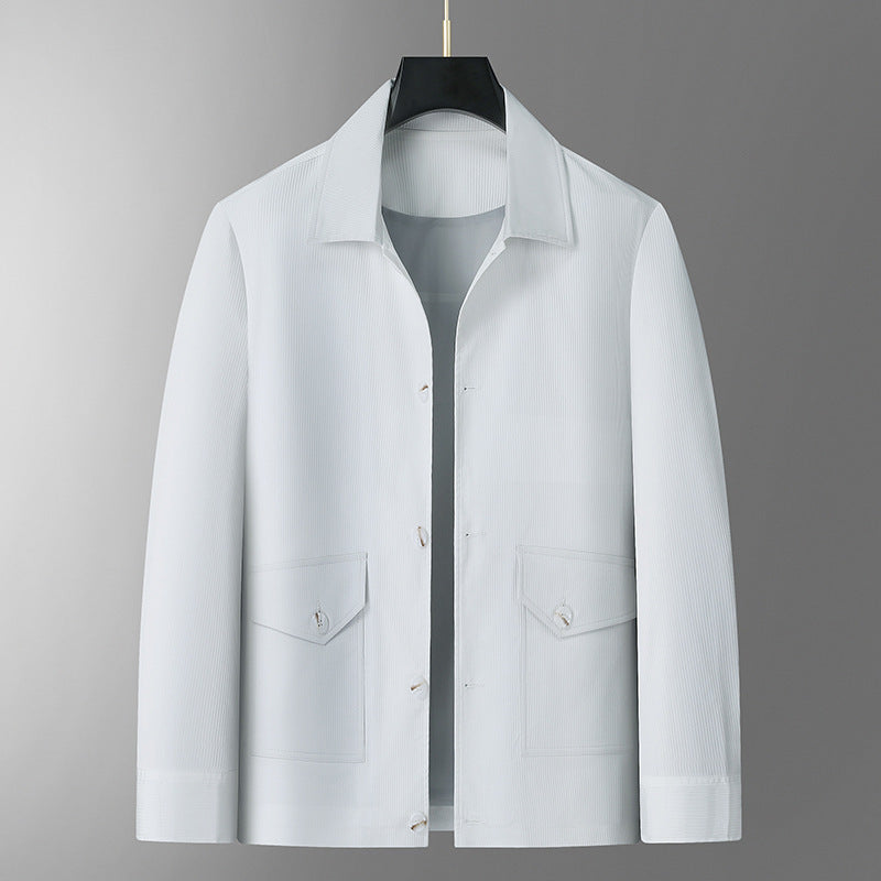 Men's transitional jacket in overshirt style with shirt collar and patch pockets Mune Fashion