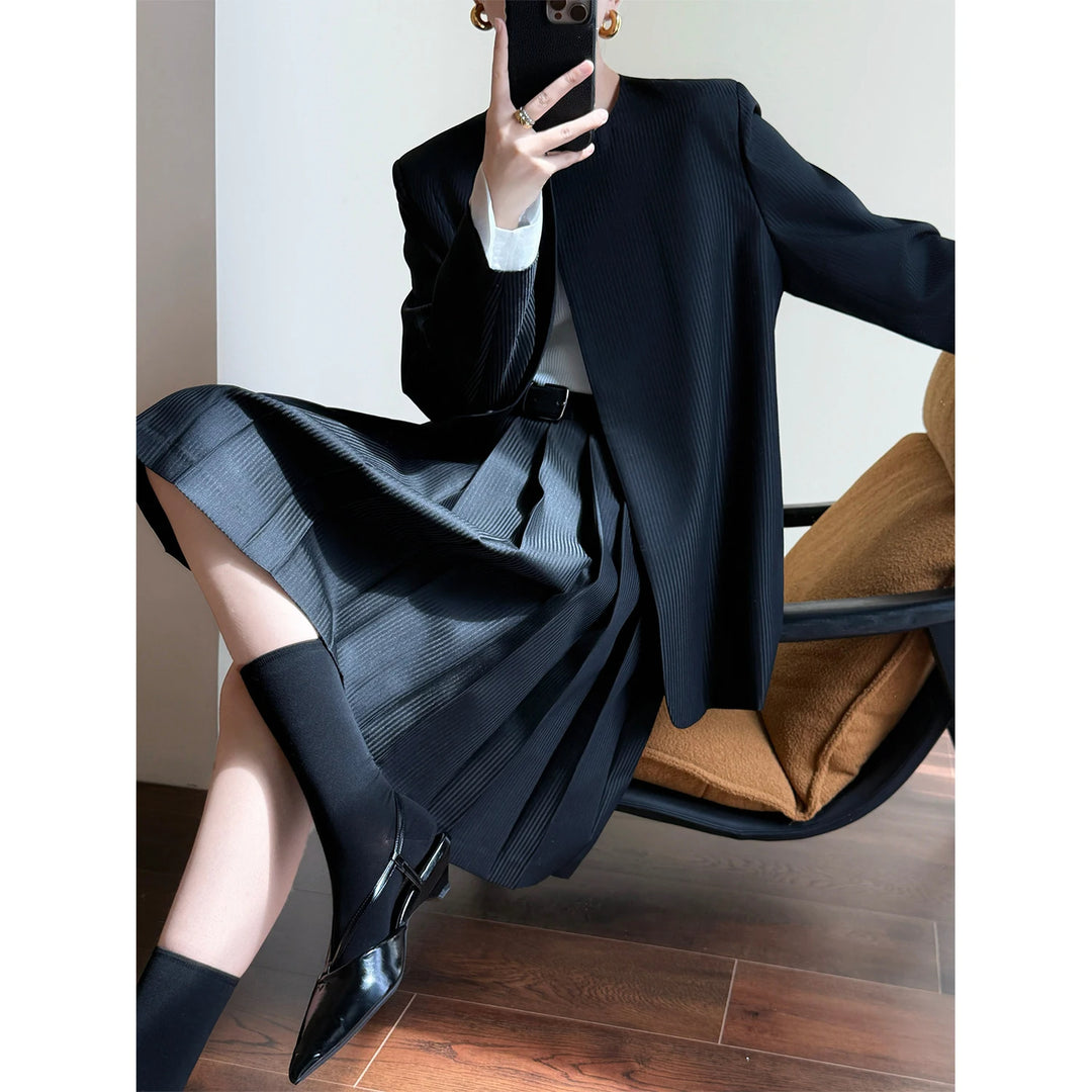 Women's Elegant Pleated Jacket Drune