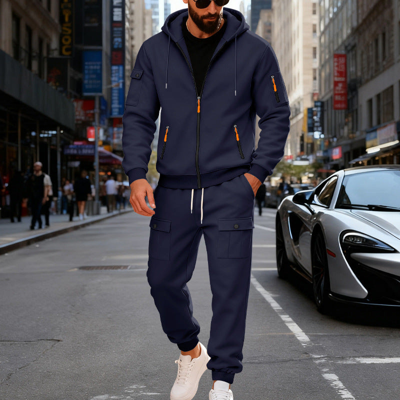 Men's urban hooded tracksuit made of cotton blend with cargo pockets and functional zippers Mune Fashion