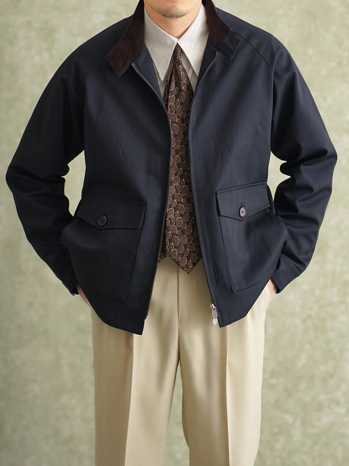 Men's Harrington jacket with corduroy collar and patch pockets Mune Fashion