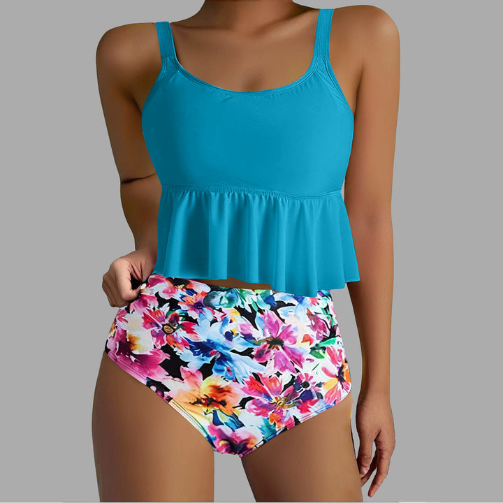 Women's Tankini Set with Flowing Top and High Waist Mune Fashion