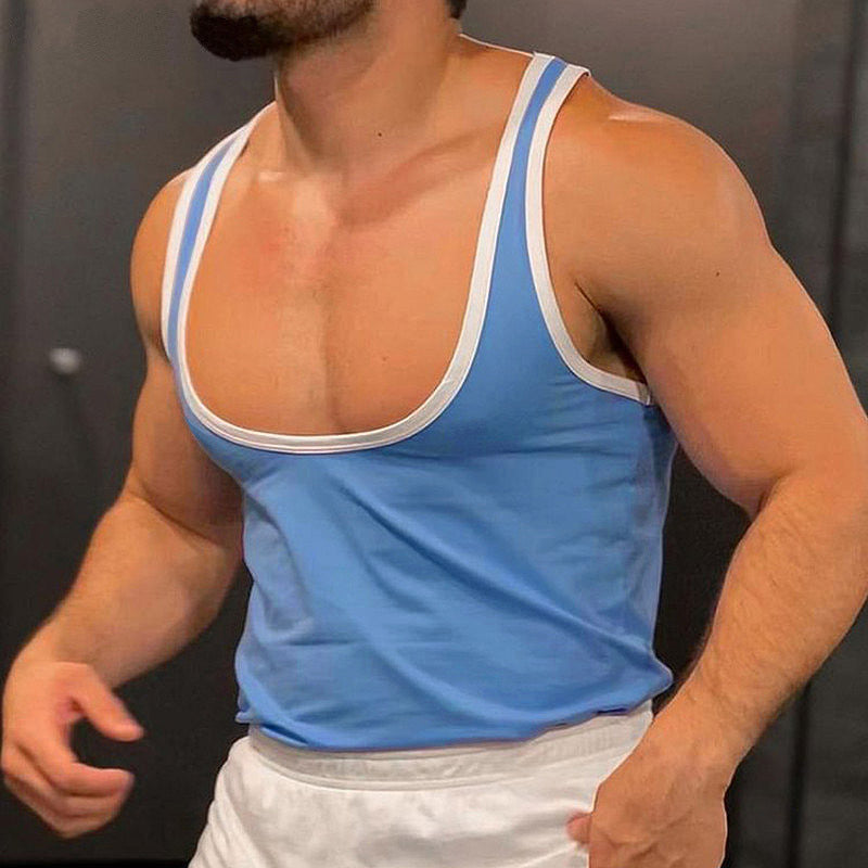 Men's sporty sleeveless muscle shirt with contrast trim Mune Fashion