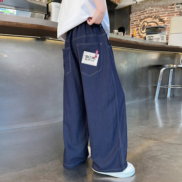 Unisex wide Denim Pants with elastic waistband Mune Fashion