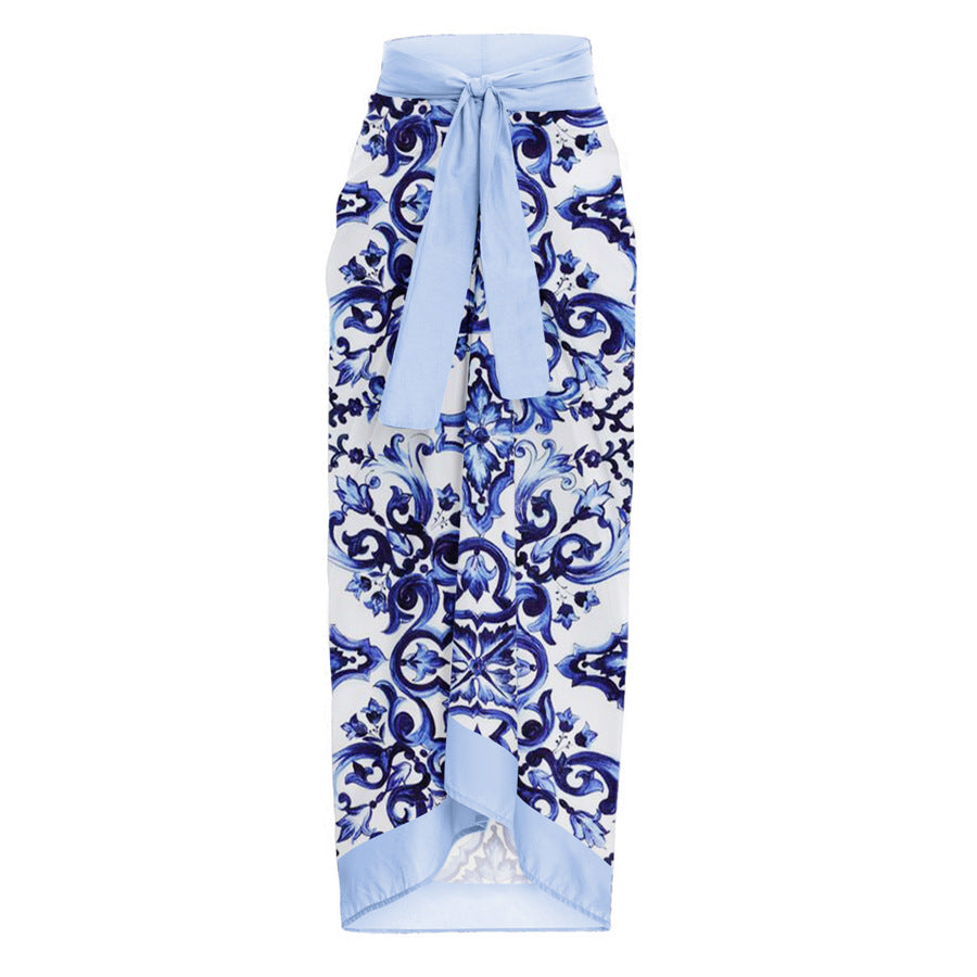 Ladies Elegant Swimsuit with Ruffle Details and Matching Wrap Skirt Mune Fashion