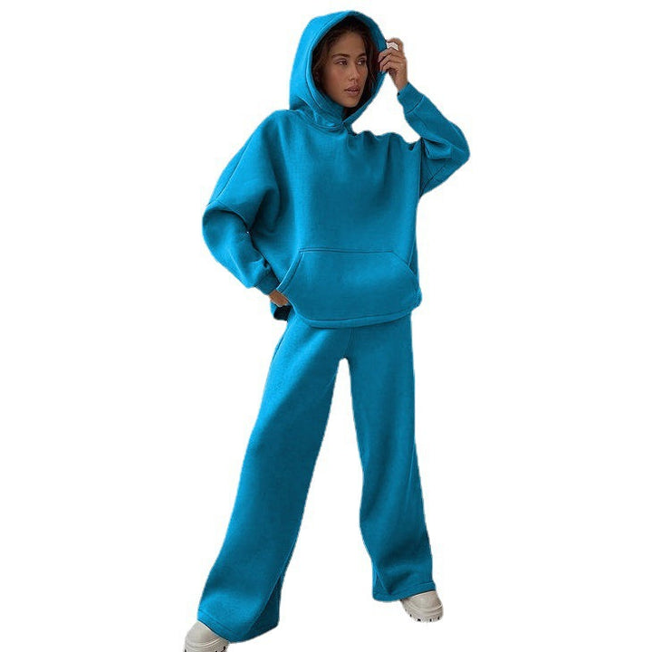 Women's nan Cozy complete set with extra soft oversized hoodie, kangaroo pocket and high-waist palazzo sweatpants Mune Fashion