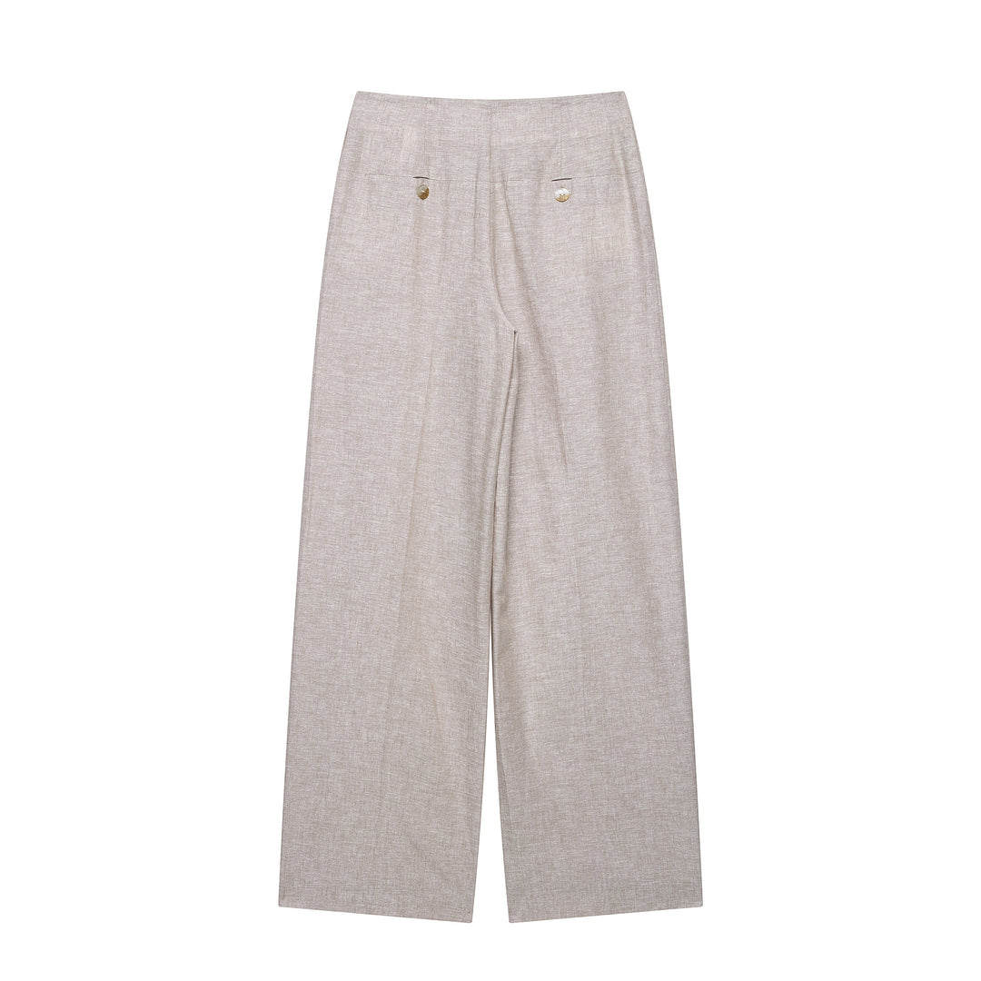 Women High-Waisted Culotte Palazzo Pants with Crease and Wide Leg Mune Fashion