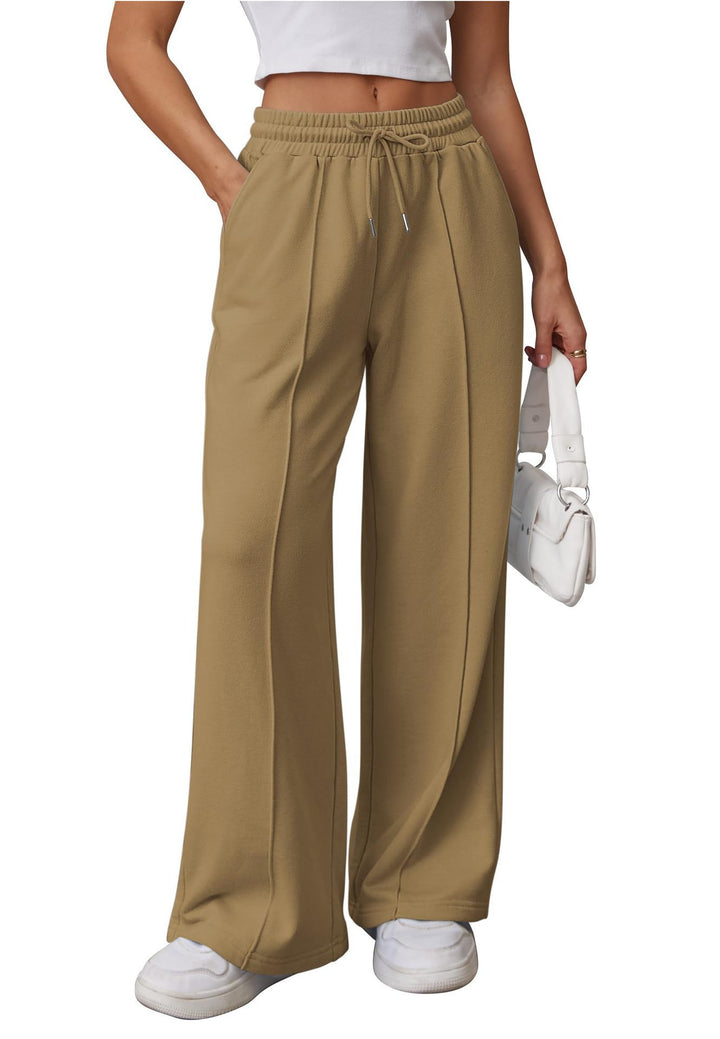 Women nan High-Waist Relax leisure pants with double ribbed waistband, visible crease and wide leg Mune Fashion