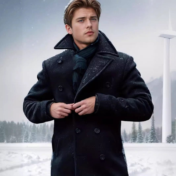 Men's Classic Double-Breasted Coat with Soft Lining Mune