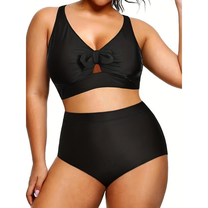 Women High-Waisted Bikini Set with Fashionable Cut-Out Mune Fashion