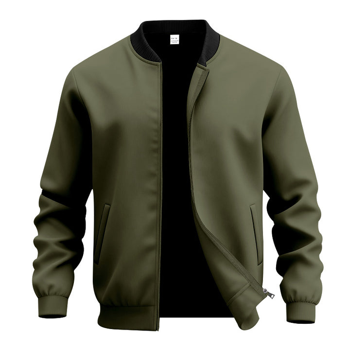 Men's lightweight bomber-style blouson with partially concealed zipper, ribbed cuffs, and side pockets Mune Fashion
