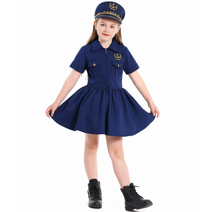 Girl Police Costume with Dress and Cap Mune Fashion
