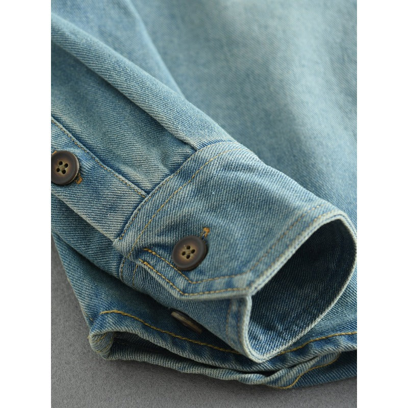 Unisex Overshirt made of washed denim with relaxed fit and patch pockets Mune Fashion