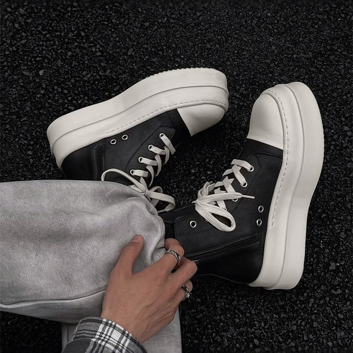 Unisex High-Top Platform Sneaker made of leather with sculpted platform sole Mune Fashion