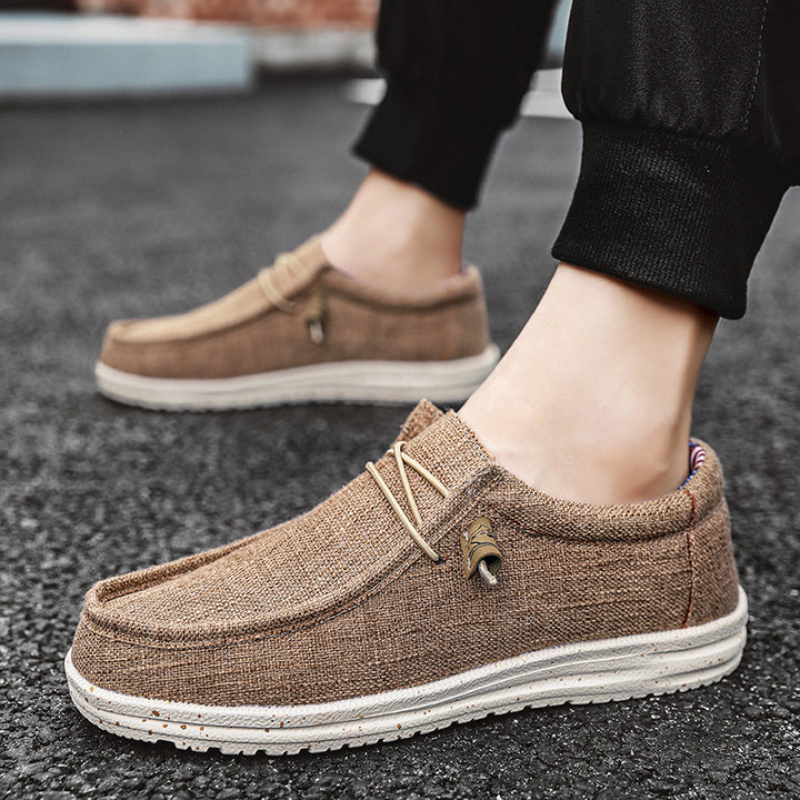 Unisex nan mélange knitted moccasin slipper with elastic drawstring and cushioned EVA sole Mune Fashion