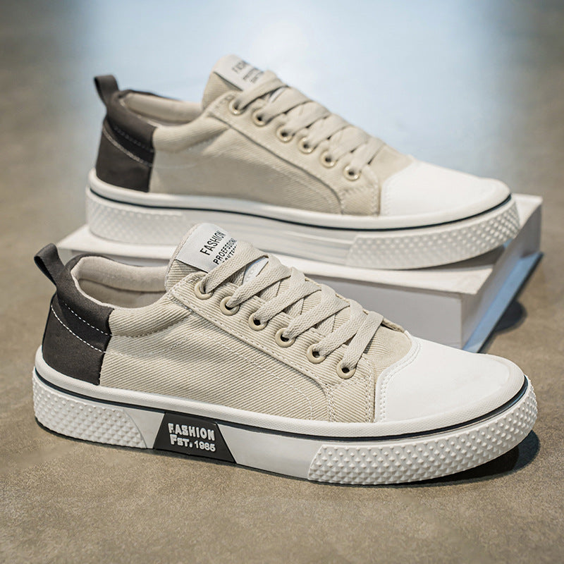 Men's Low-Top Canvas Platform Sneaker with Treaded Rubber Sole and Reinforced Toe Cap Mune Fashion