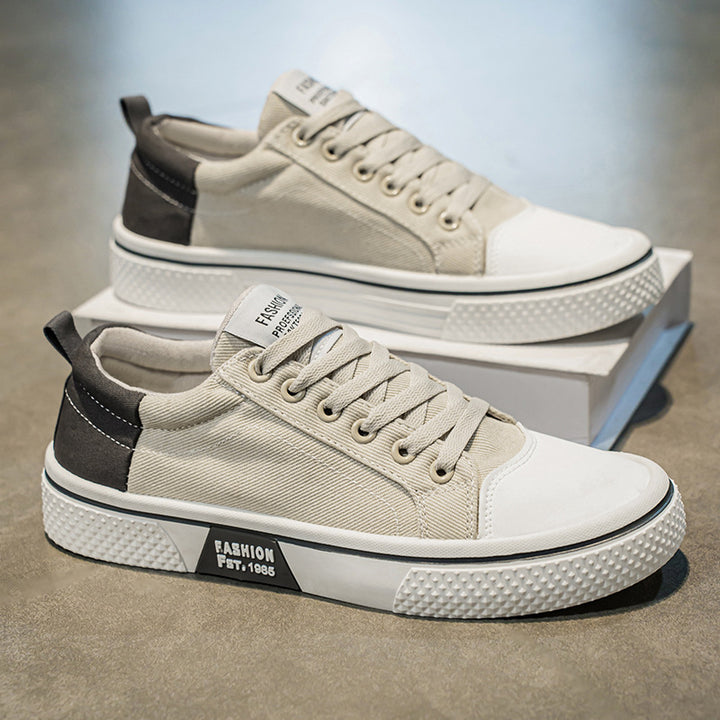 Men's Low-Top Canvas Platform Sneaker with Treaded Rubber Sole and Reinforced Toe Cap Mune Fashion