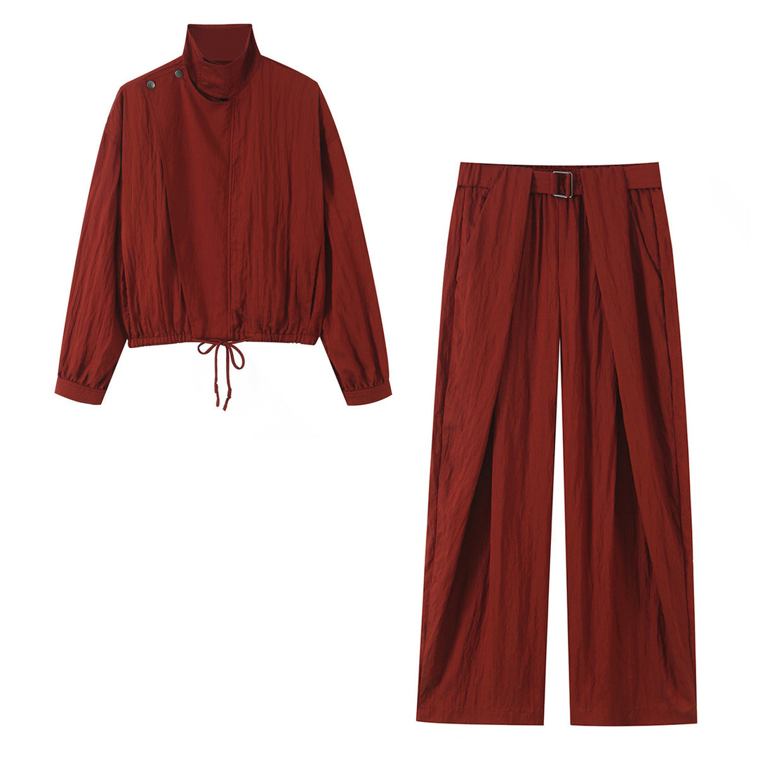 Women’s palazzo pants with wrap front and waist belt Mune Fashion