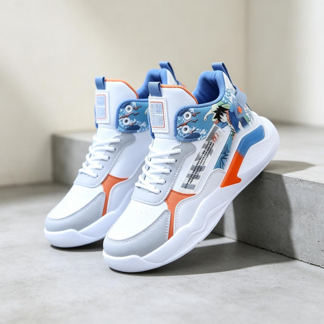 Men's Athletic High-Top Sneakers with Detailed Graphic Design Mune Fashion