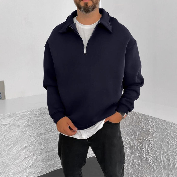 Men's Oversize Half-Zip Sweatshirt with Stand-Up Collar Mune Fashion