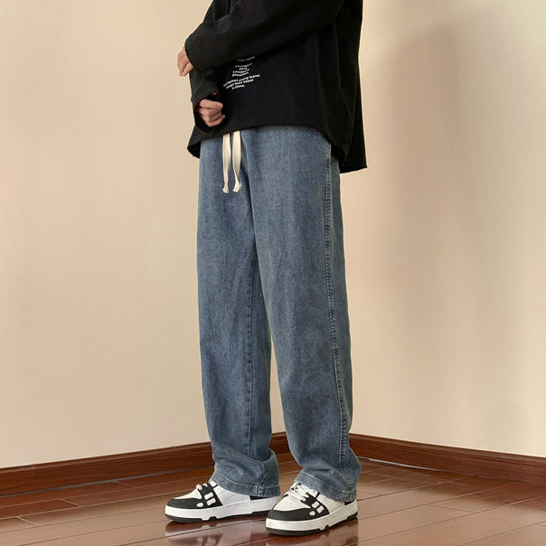 Men Comfortable Denim Pants with Elastic Waistband Mune Fashion