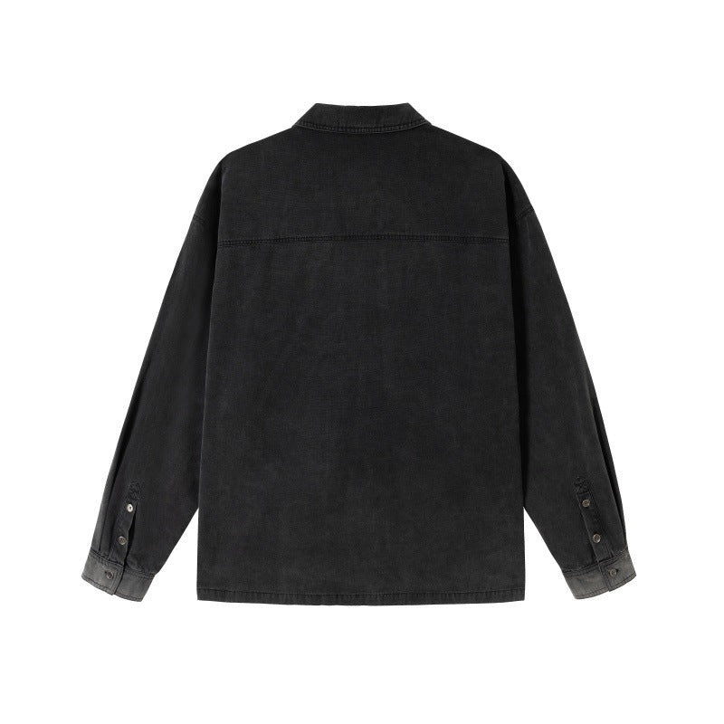 Men's overshirt made of denim with applied pin patches and used details Mune Fashion