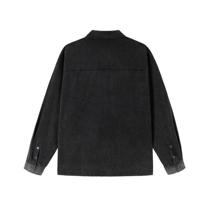 Men's overshirt made of denim with applied pin patches and used details Mune Fashion