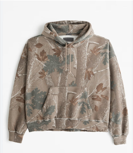 Unisex loose-fit hoodie sweatshirt with subtle leaf texture, double hood without drawstring and kangaroo pocket Mune Fashion