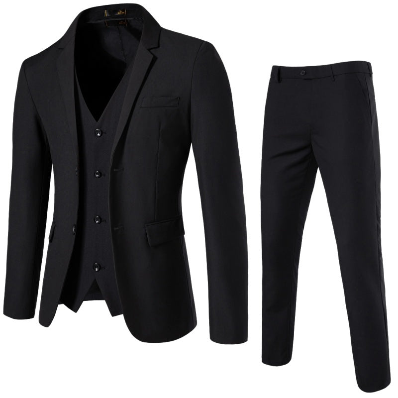 Men's Three-Piece Tailored Suit Set with Slim Blazer, Vest, and Slim Flat Front Trousers Mune Fashion